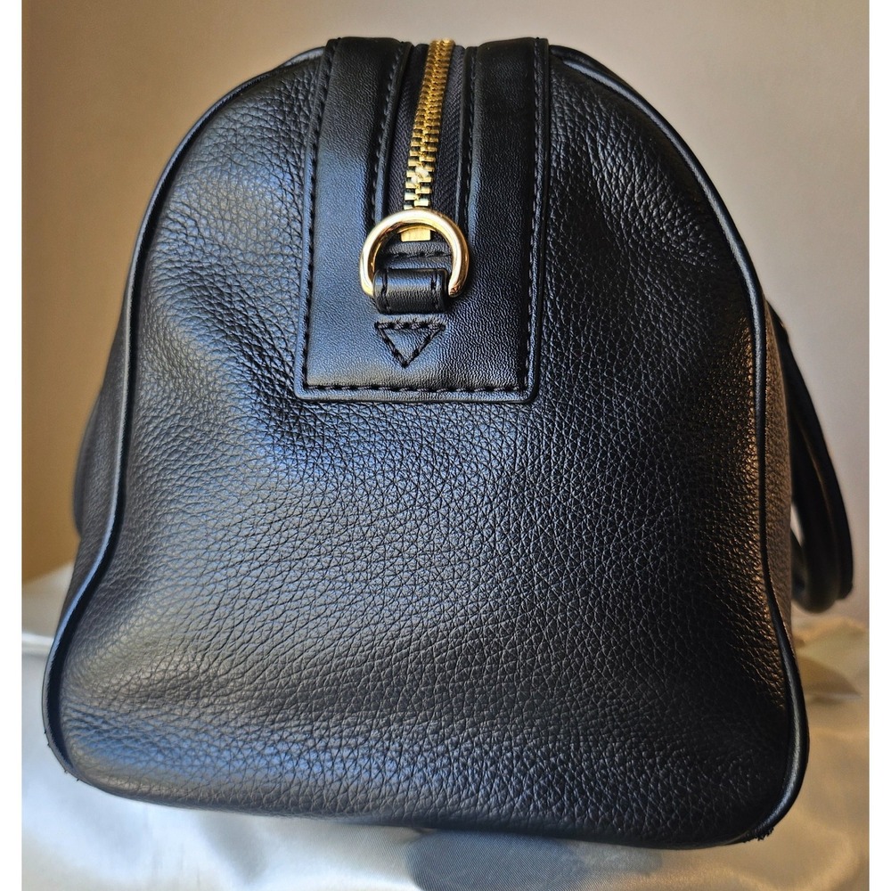 Michael Kors Medium Bedford Black/Gold Pebbled Leather Duffle Satchel Crossbody - Picture 8 of 16